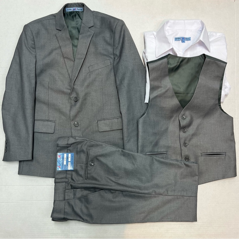 NWT Boys Kids Size 10 4-Piece Light Gray Suit Art Hoffman Junior Jacket Vest
